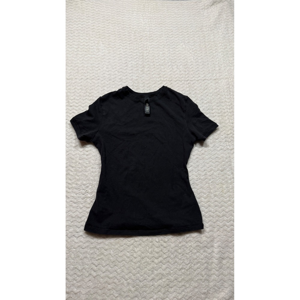 SKIMS Cotton Jersey T-Shirt Onyx Black Short Sleeve Crewneck Slim Fit Small